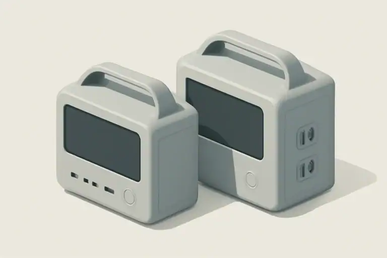 Isometric illustration of two power stations