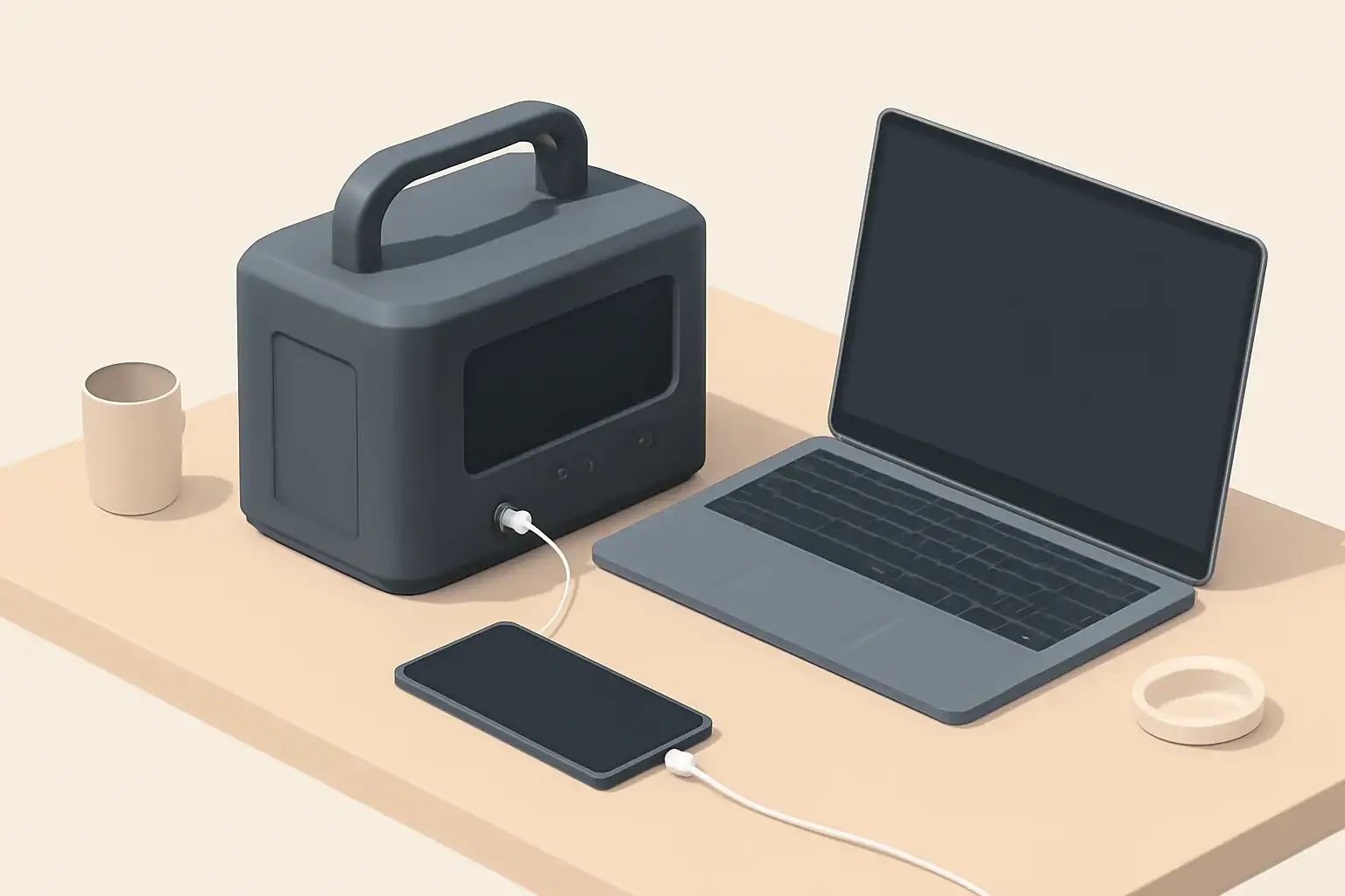 isometric portable power station charging devices