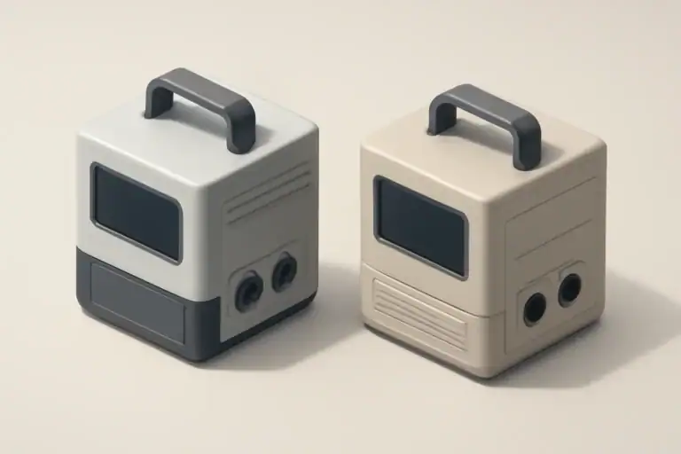 Isometric illustration of two portable power stations