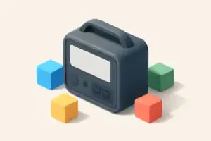 Isometric portable power station with energy blocks