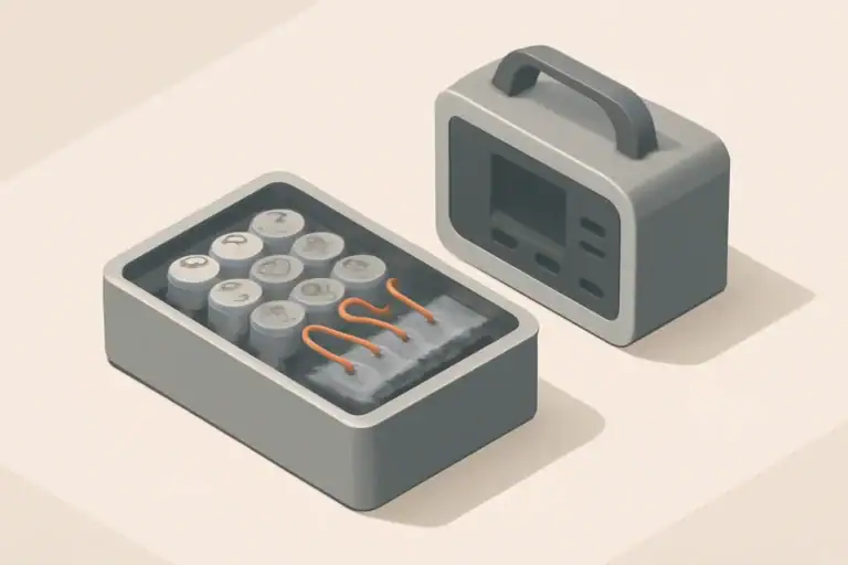Isometric illustration of battery cells inside module