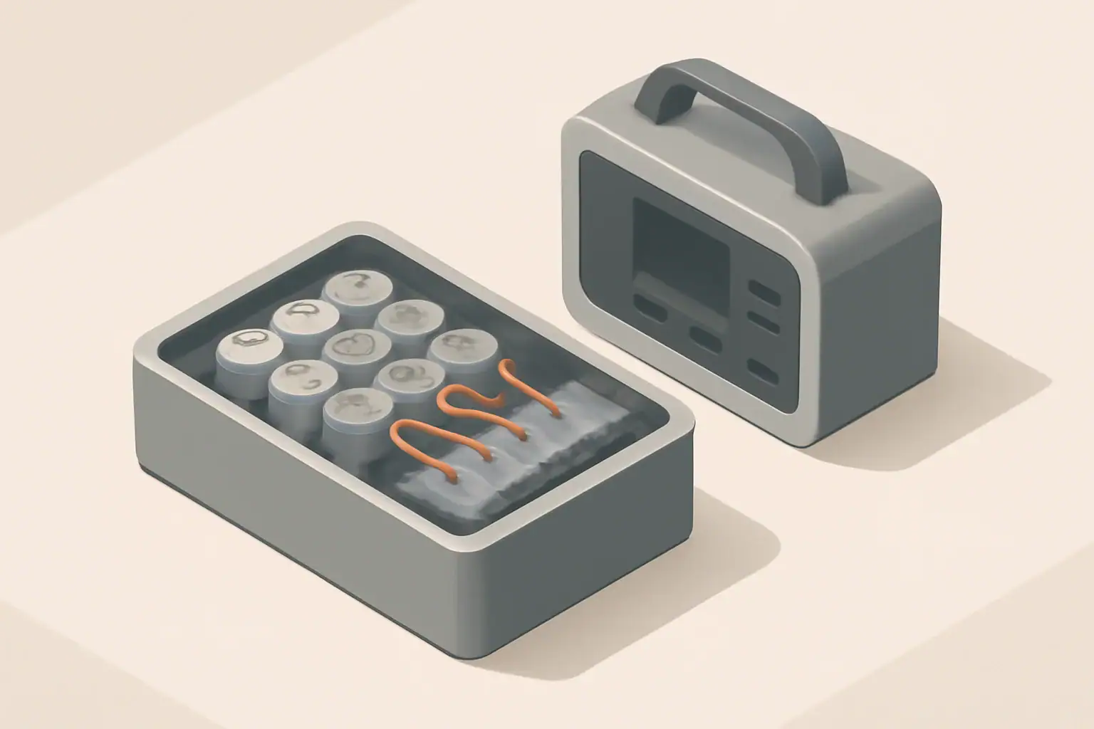 Isometric illustration of battery cells inside module