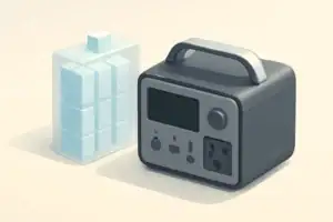 Isometric illustration of portable power station and internal battery cells