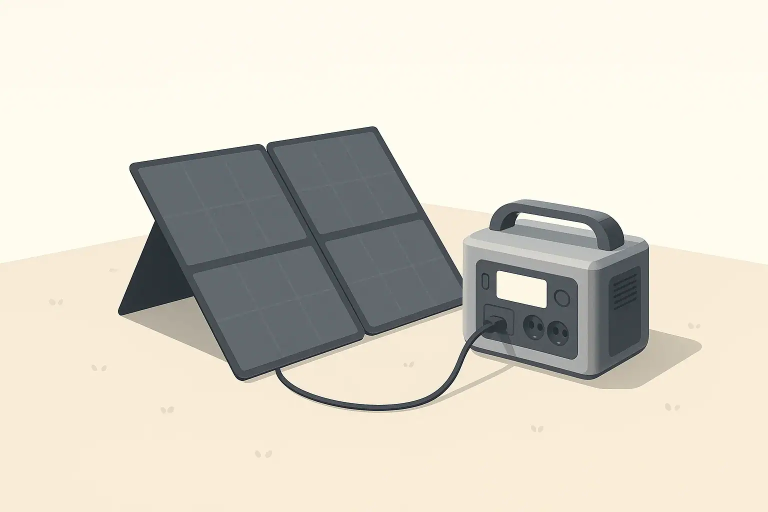 portable power station connected to solar panel outdoors