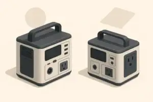 Two generic portable power stations in comparison scene