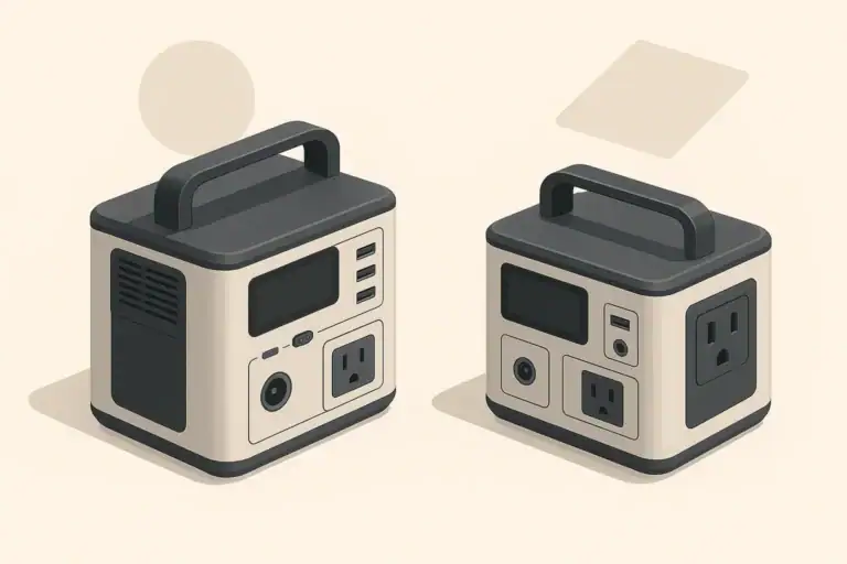 Two generic portable power stations in comparison scene