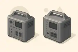 Two generic portable power stations shown side by side