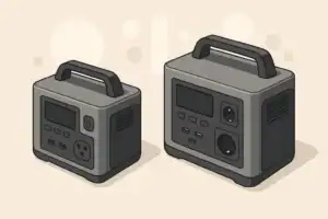 Two portable power stations side by side in minimal scene