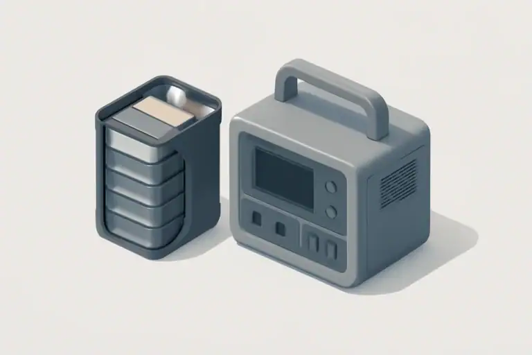 isometric illustration of battery cells inside portable power station