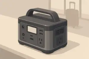portable power station on table in airport-style setting