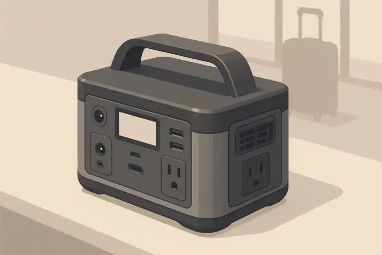 portable power station on table in airport-style setting
