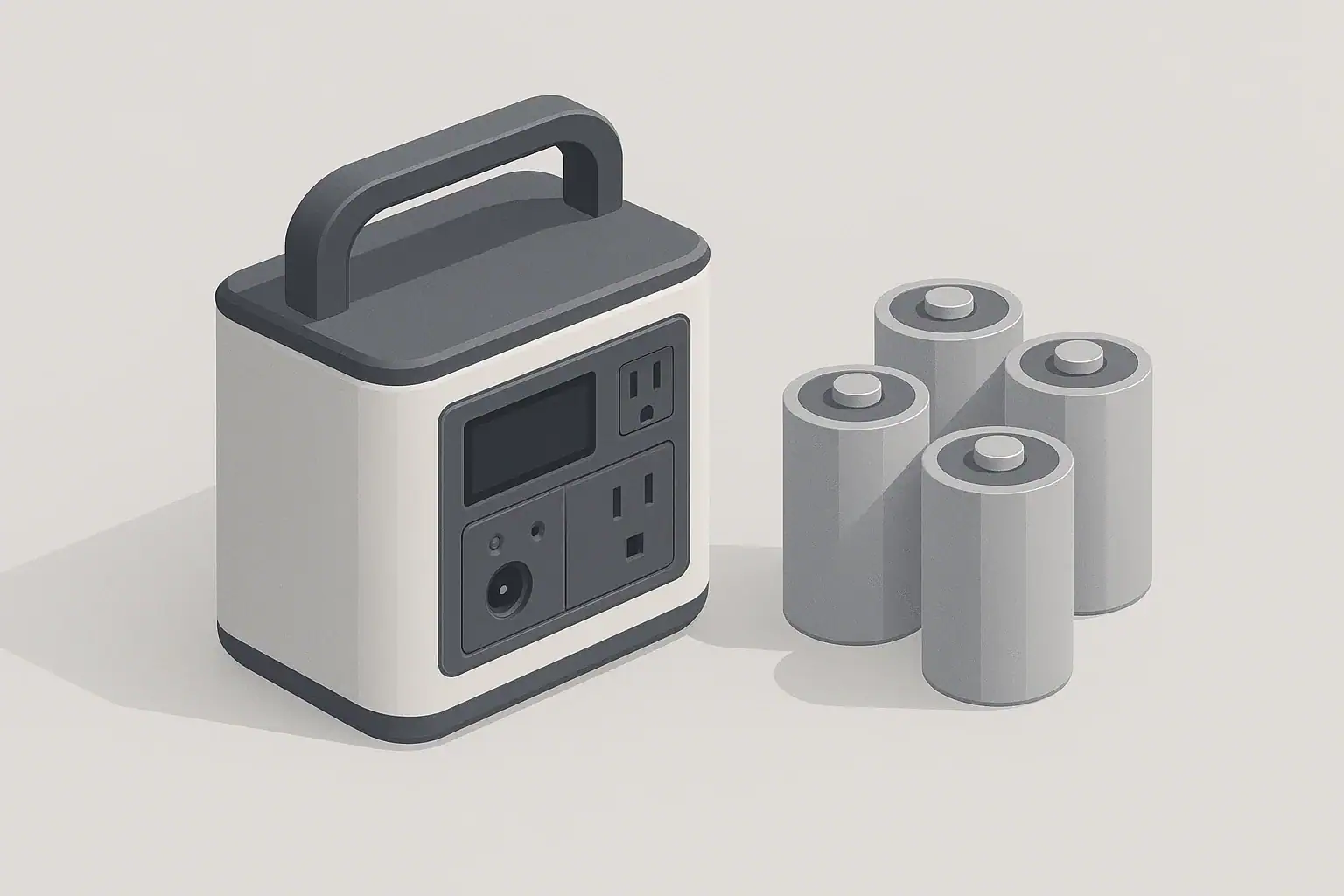 portable power station beside abstract battery cells illustration