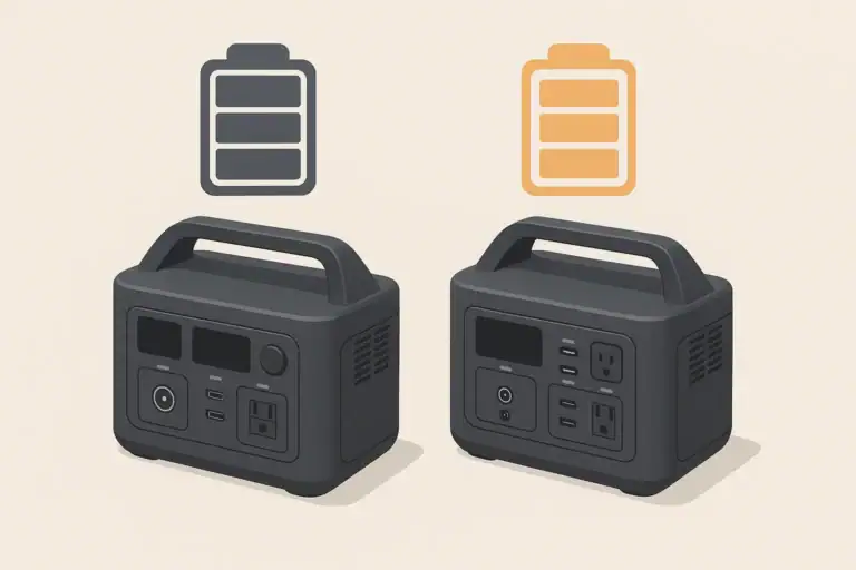 Two portable power stations compared side by side illustration