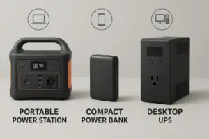 Portable power station, power bank, and UPS compared side by side for device backup