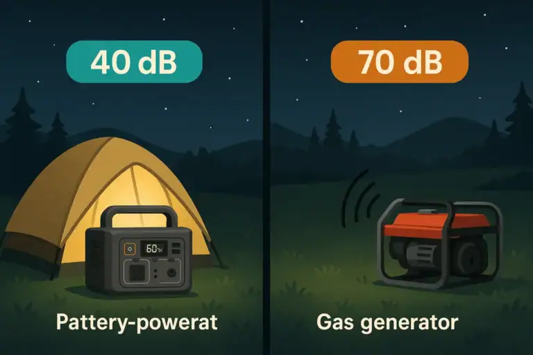 Comparison of portable power station and gas generator noise levels outdoors