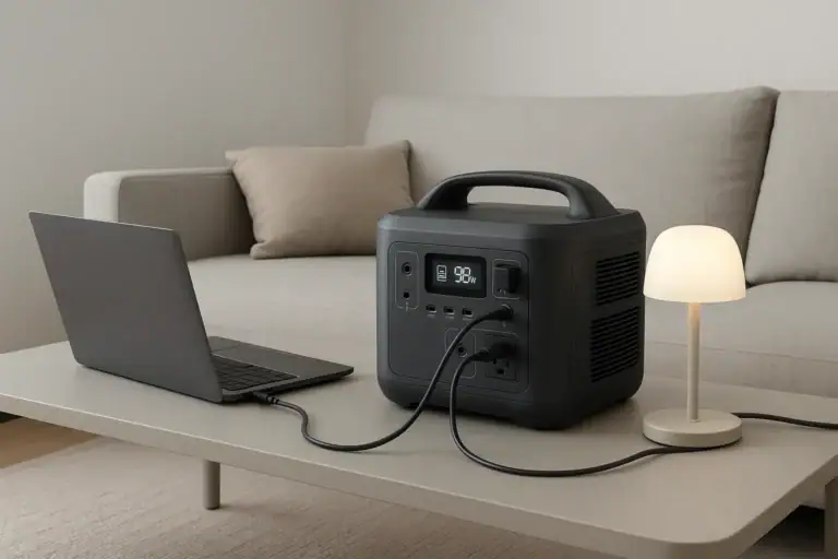 Portable power station used safely indoors with proper clearance