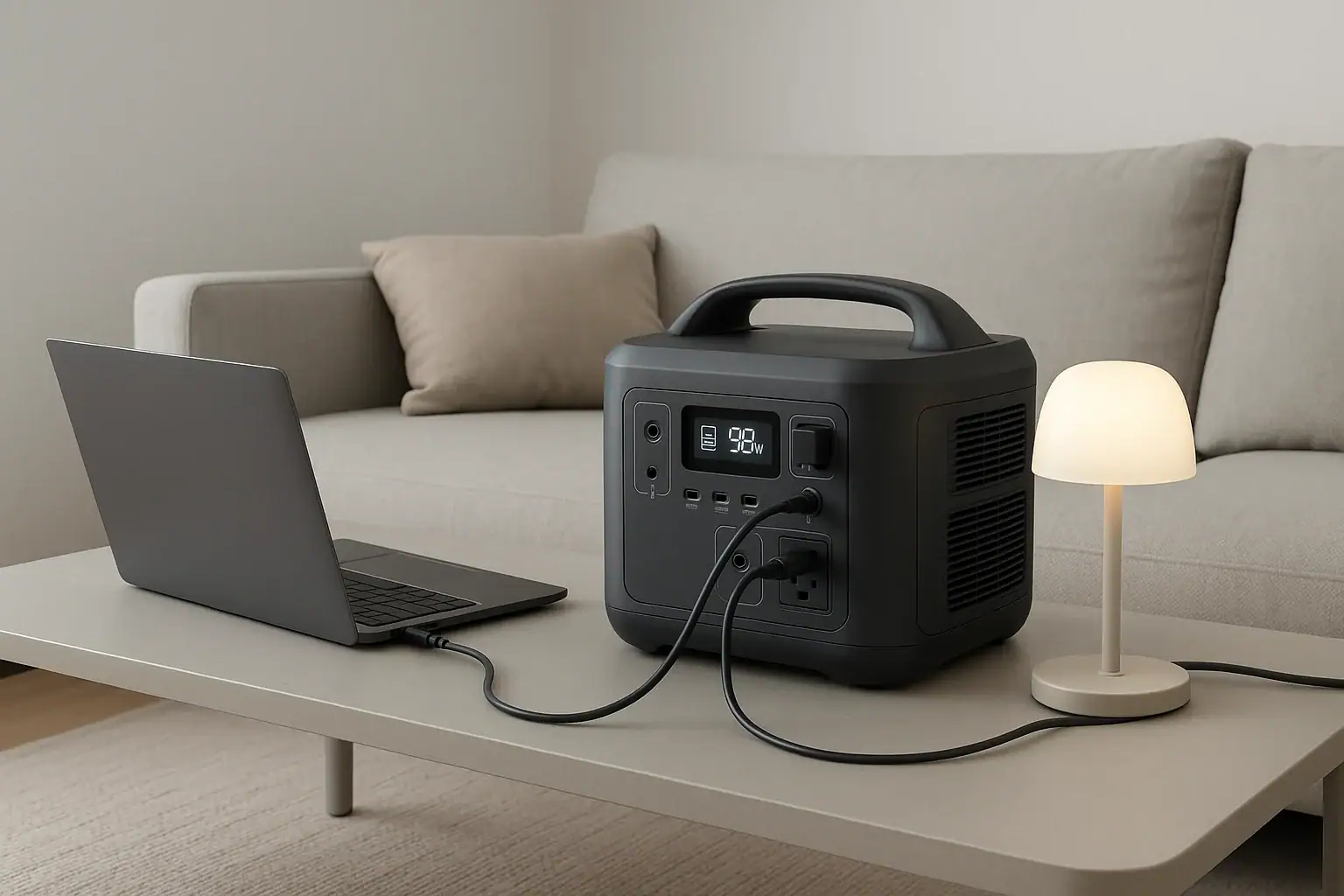 Portable power station used safely indoors with proper clearance
