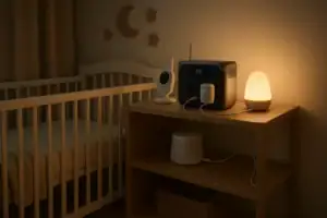 Portable power station supporting a baby monitor, sound machine, and nursery night light