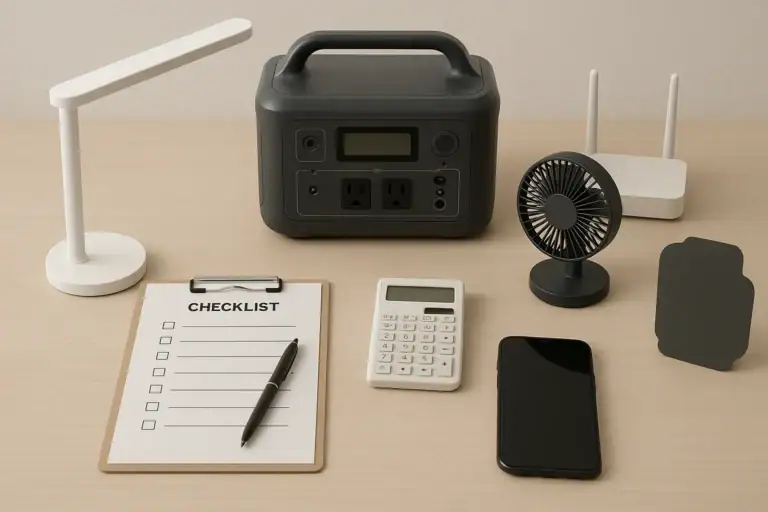 Portable power station planning setup for a 24-hour backup load of essential devices
