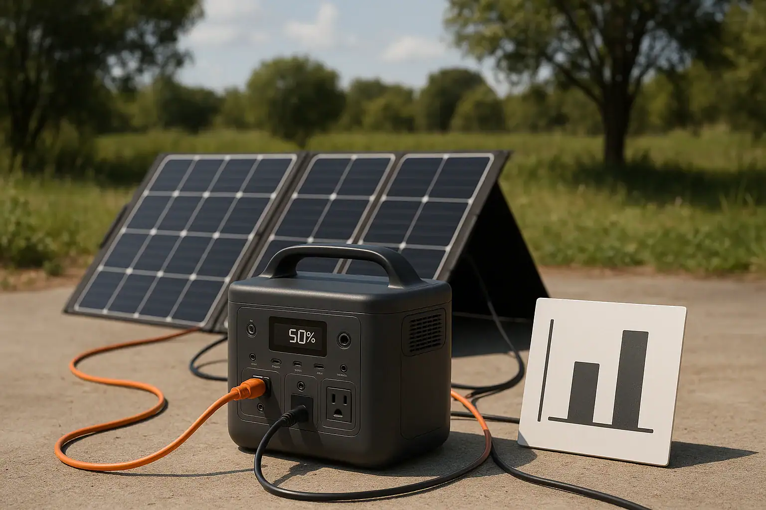 Solar extension cable gauge selection for a portable power station and solar panels