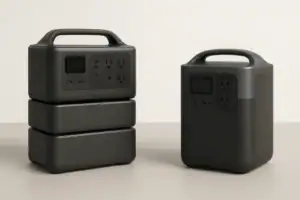 Modular and all-in-one portable power stations shown side by side for comparison