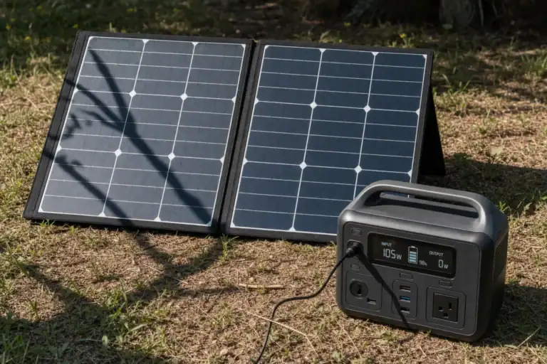 Partial shade from a tree branch reducing solar charging output to a portable power station