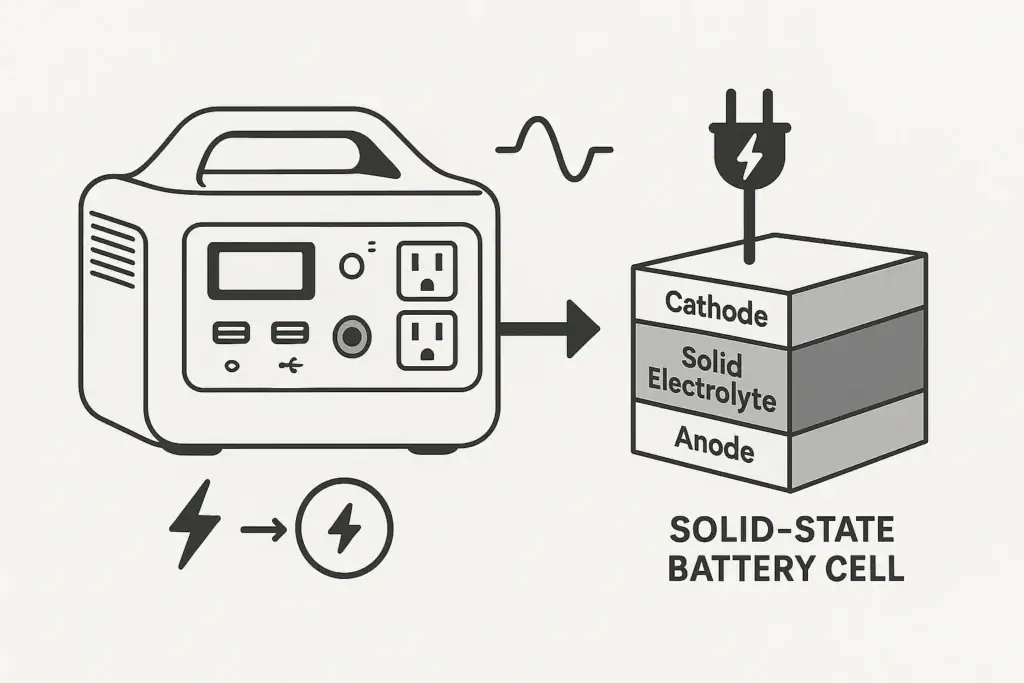 Portable power station with solid-state battery concept diagram