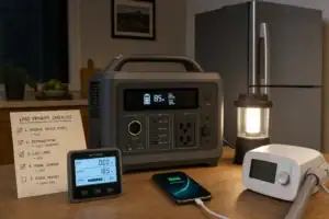 Portable power station load priority list for essential devices during a blackout