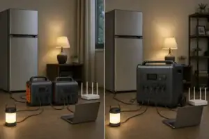 Two small portable power stations compared with one large power station for home backup