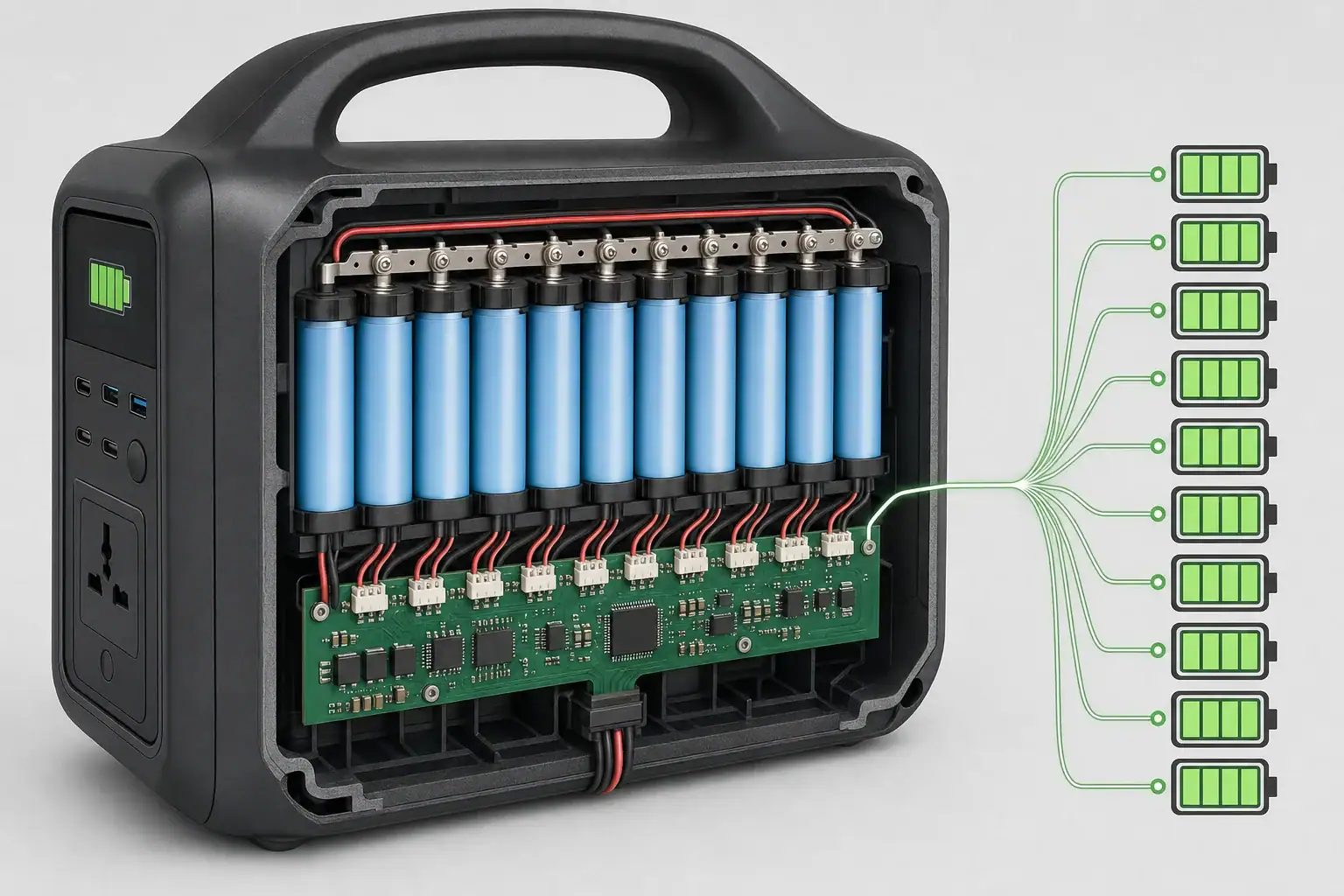 Battery cell balancing inside a portable power station during a full charge