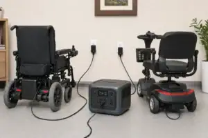 Electric wheelchair and mobility scooter charging from a portable power station