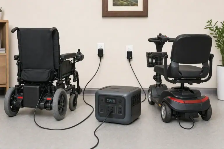 Electric wheelchair and mobility scooter charging from a portable power station