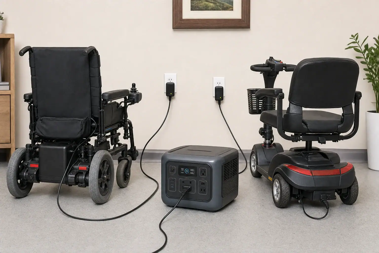 Electric wheelchair and mobility scooter charging from a portable power station
