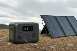 Solar charging a portable power station on a cloudy day